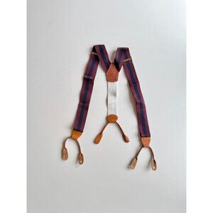 BROOKS BROTHERS 1818 Made in USA Striped Elastic Leather Suspenders